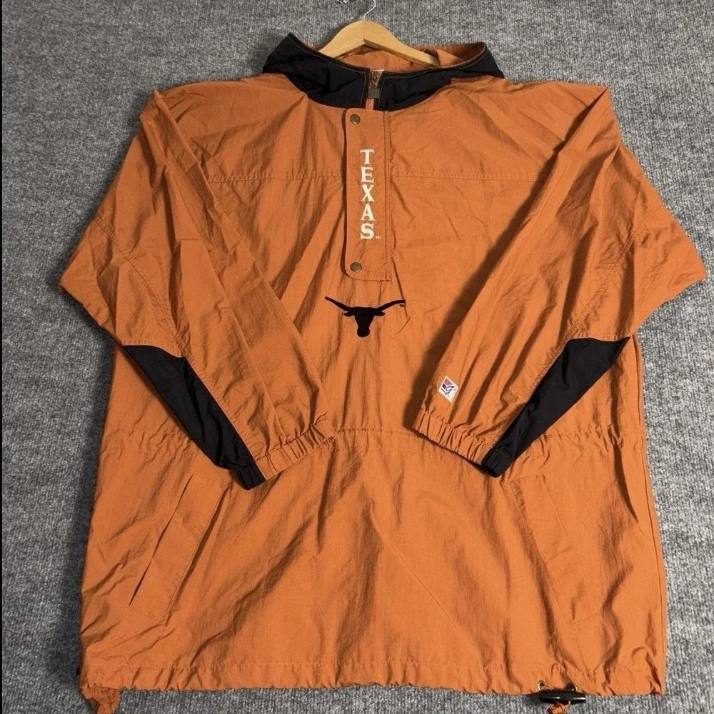 Texas‎ Longhorns Jacket Mens XL Orange NCAA Football Pullover Windbreaker Anorak
